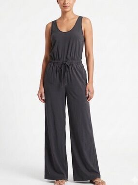 C&C Cotton Tie Waist Wide Leg Jumpsuit